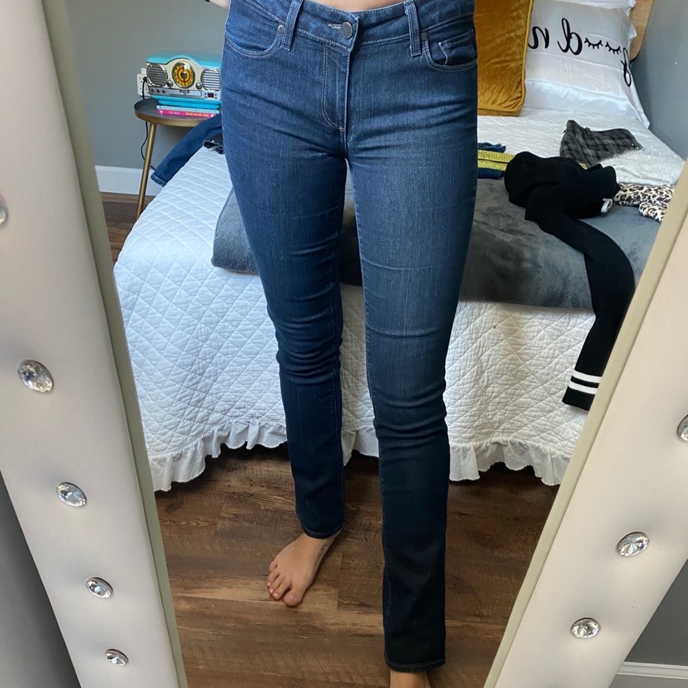 Paige Manhattan Boot Cut Denim Jeans Mid Rise - Picture 2 of 4